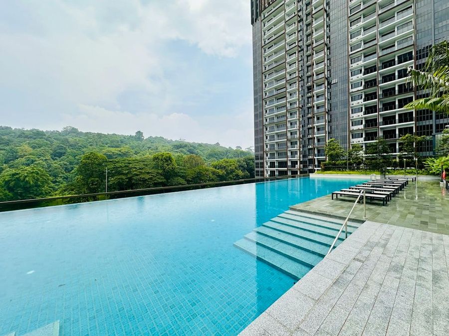 Condominium swimming pool and landscaped deck