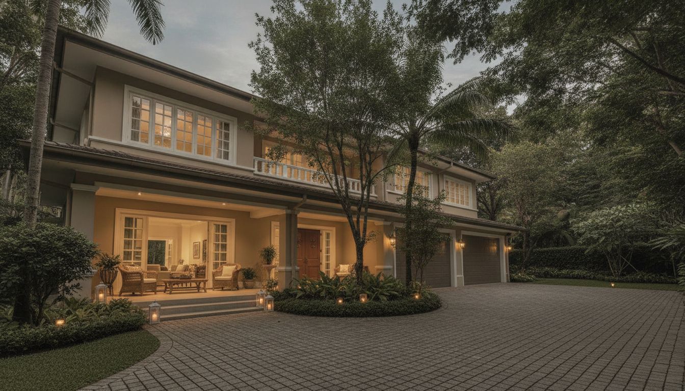 Detached bungalow with mature garden in a Singapore landed neighbourhood like Watten Estate