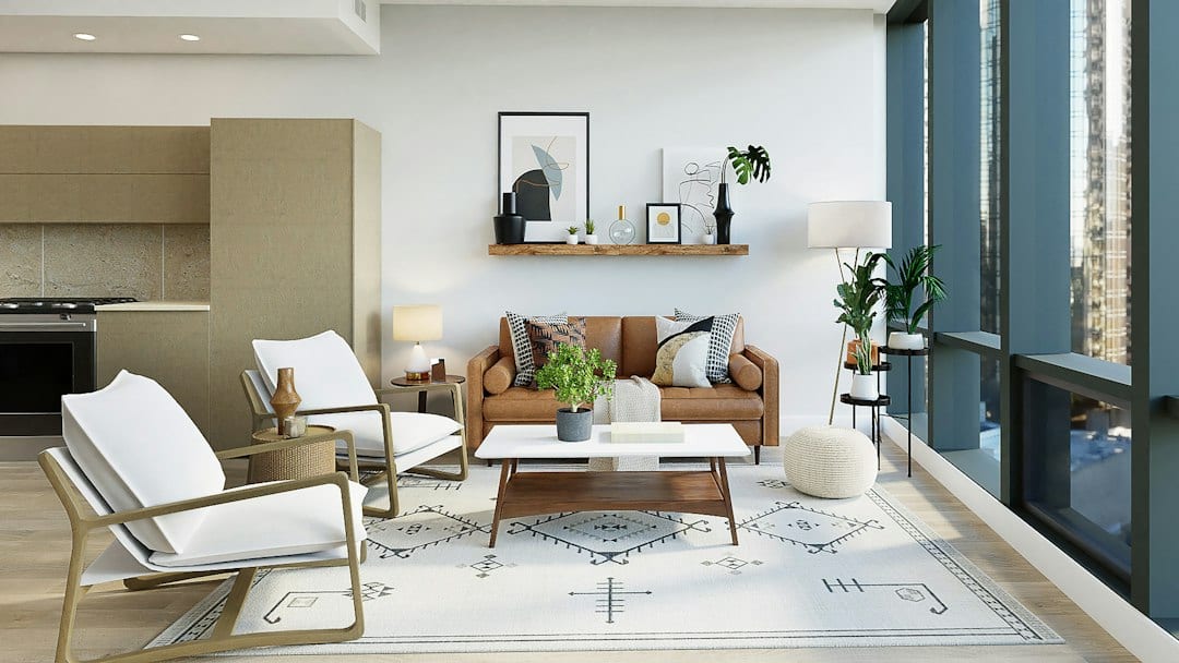 Modern condominium interior with natural light