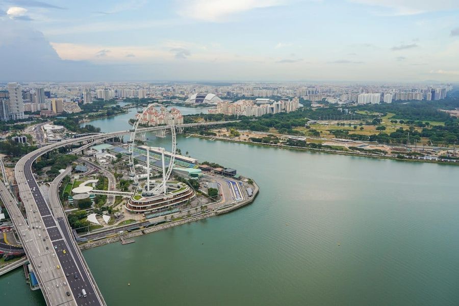 Aerial view of Singapore's central districts