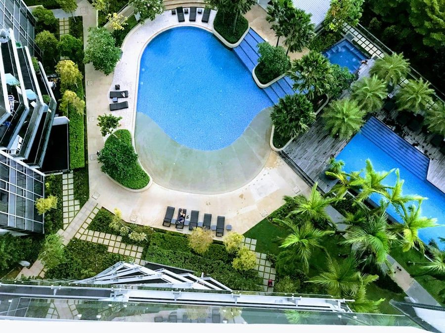 Condominium pool deck and landscaping